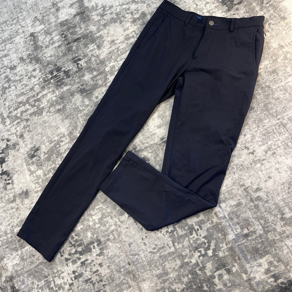 Twillory Mens 30x32 Tailored Performance Pants Solid Blue Business Casual